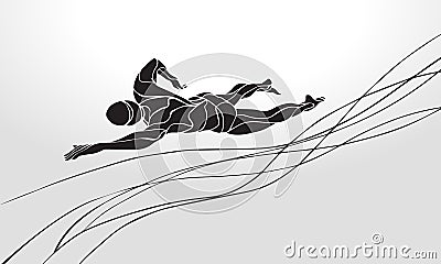 Freestyle Swimmer Silhouette. Sport swimming Vector Illustration