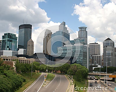 Freeway entrance to city of Minneapolis, Minnesota Stock Photo