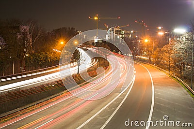 Freeway at night Stock Photo