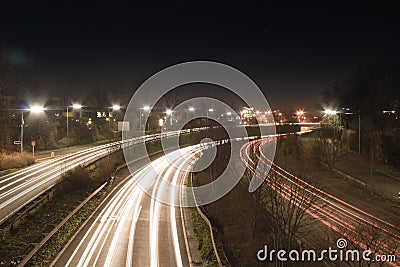 Freeway at night Stock Photo