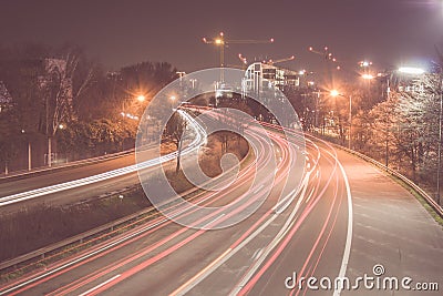 Freeway at night Stock Photo