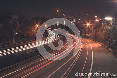 Freeway at night Stock Photo