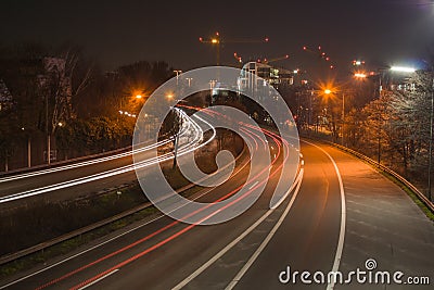 Freeway at night Stock Photo