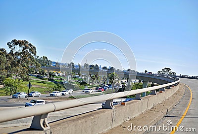 Freeway overpass on California coast. Editorial Stock Photo