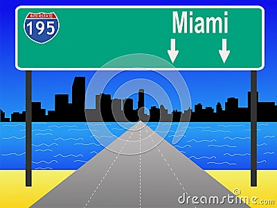 Freeway to Miami Cartoon Illustration