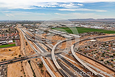 Freeways Meet in the urban desert Stock Photo