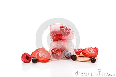 Freeze dried fruit on white. Stock Photo