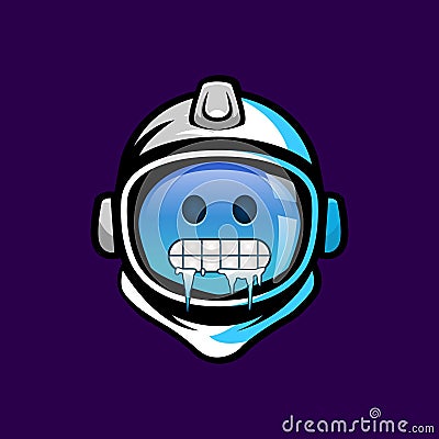 Freeze Emoji with astronaut helmet. Space suit helmet Vector Illustration