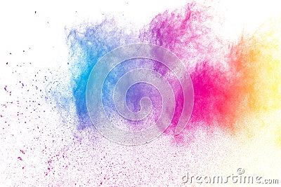 Freeze motion of color powder splash. Stock Photo