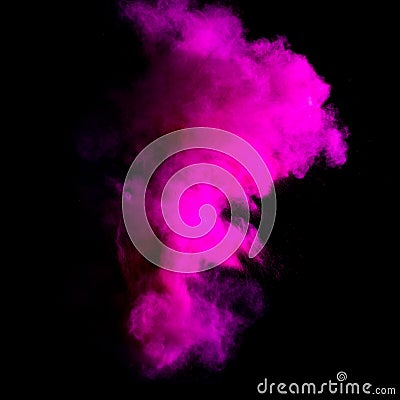 Freeze motion of purle dust explosion Stock Photo