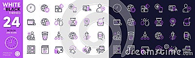 Freezing click, Fireworks and Globe line icons for website, printing. For design. Vector Vector Illustration