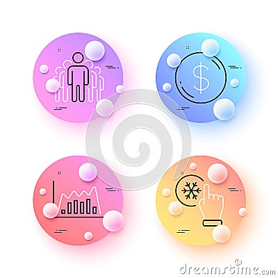 Freezing click, Infographic graph and Group minimal line icons. For web application, printing. Vector Vector Illustration