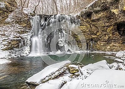 Freezing Hayden Run Falls - Columbus, Ohio Stock Photo