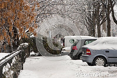 Freezing rain hits Bucharest Editorial Stock Photo