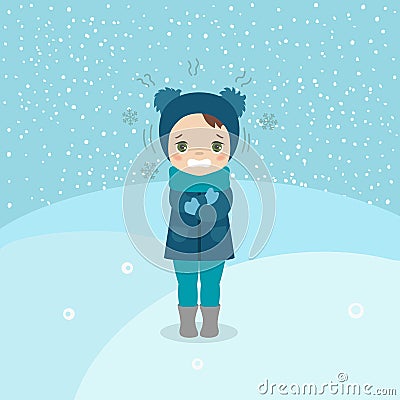 Cold weather girl. Vector Illustration
