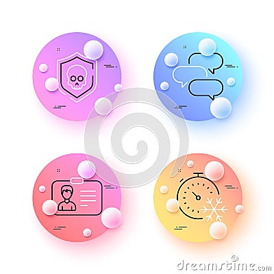 Freezing timer, Talk bubble and Cyber attack minimal line icons. For web application, printing. Vector Vector Illustration