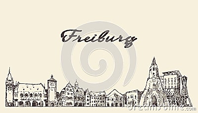 Freiburg im Breisgau skyline Germany vector sketch Vector Illustration
