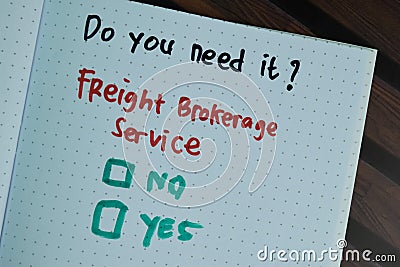 Freight Brokerage Service write on a book and supported by additional services write on a sticky notes isolated on Wooden Table Stock Photo