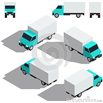 Freight car isometry. Low detailing isometric Vector Illustration