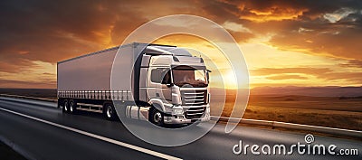 Vehicle cargo truck trailer freight transportation road Stock Photo