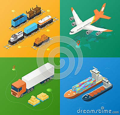 Freight industry logistics and transportation Vector Illustration