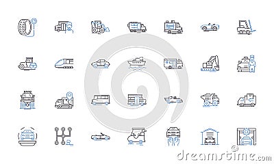 Freight line icons collection. Shipping, Transportation, Logistics, Cargo, Carrier, Delivery, Shipment vector and linear Vector Illustration