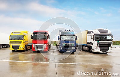 Freight logistic park with trucks Stock Photo