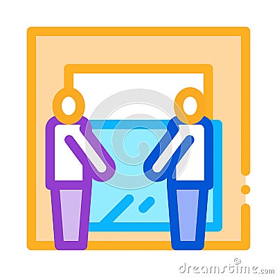 Freight movers hold glass icon vector outline illustration Vector Illustration