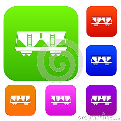 Freight railroad car set collection Vector Illustration