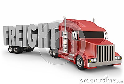 Freight Red Truck Hauling Goods Products Merchandise Delivery Stock Photo