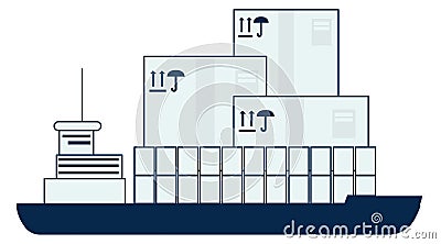 Freight ship icon. Marine shipping for cargo containers Vector Illustration