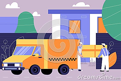 Freight Taxi Flat Composition Vector Illustration