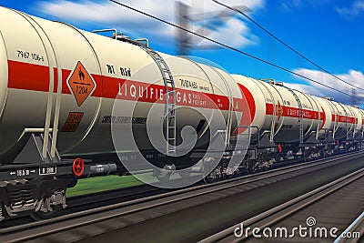 Freight train with gasoline tanker cars Stock Photo