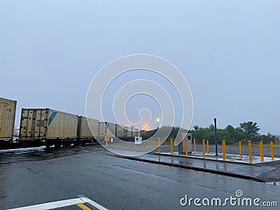 Freight train through Greymouth, New Zealand Stock Photo