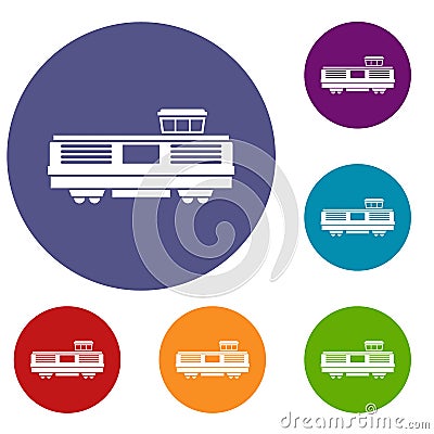 Freight train icons set Vector Illustration