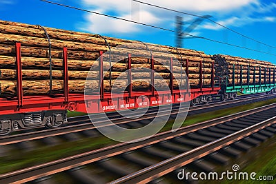 Freight train with lumber Stock Photo