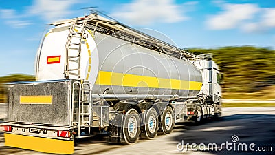Fuel tankers . Tank for the carriage of liquid and dangerous goods Stock Photo