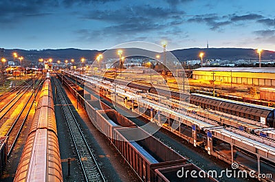 Freight trains - Cargo transportation Stock Photo