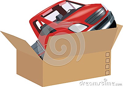 Freight on wheel delivery merchandise parcels Vector Illustration