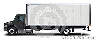 Freightliner M2 delivery truck side view with black cab. Stock Photo