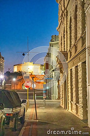 Fremantle, Australia - September 10, 2023: City streets and buildings at night Editorial Stock Photo