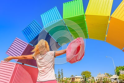 Fremantle happy tourist Editorial Stock Photo