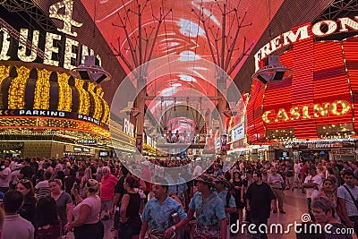 Fremont Street Experience excitement in Las Vegas Editorial Stock Photo