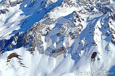 A french alpine snowy mountainside Stock Photo