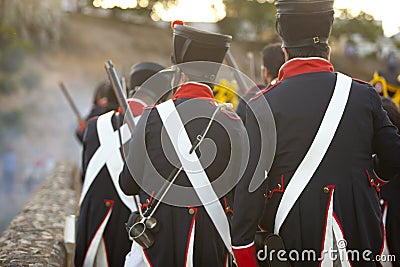 French army crossing the bridge Editorial Stock Photo