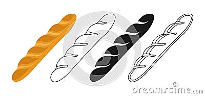 French baguette icon bread line glyph icon vector Vector Illustration