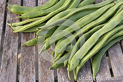 French beans on basket Stock Photo