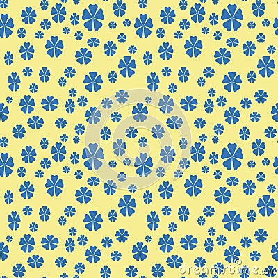 French blue florals yellow background repeating pattern Stock Photo