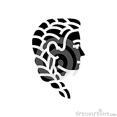 french braid hairstyle female glyph icon vector illustration Vector Illustration