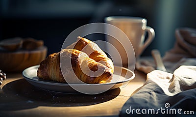 French breakfest with croissant. Bakery pastry tasty food. generative ai Stock Photo